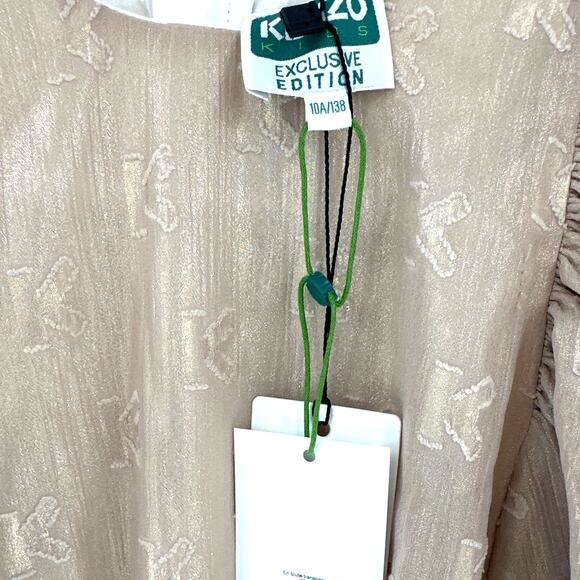 Kenzo Kids Girls Gold Logo Flutter Jacquard Lamé Dress Size 10A - Picture 5 of 13